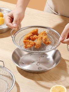 Bát Lọc Dầu Bằng Thép Không Gỉ Dùng Tại Nhà Bát Lọc Dầu Chiên Bát Đựng Dầu Double Ear Oil Filter Drain Tray Thương Mại