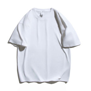 Three Bars Pure Cotton Short Sleeve Men Clothing Summer American High Street Loose Trendy Casual Couple Half Sleeve T-shirt Clothes