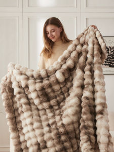 New Bubble Rabbit Plush Office Nap Small Blanket Sofa Bed Decor Casual Warm Coverlet Polyester Fiber Knitted Static Free
