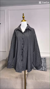 เสื้อเชิ้ตสีดำ ขนาดโอเวอร์ไซส์ รอบอก 50-58" สีโทนสุภาพ