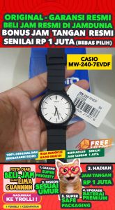 CASIO ORIGINAL - CASIO MW-240-7E - New - Jam Pria - Black - Rubber Band - Jam dunia JD18ST