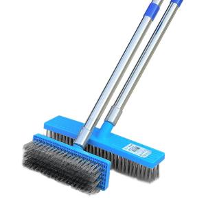 MYTEC | Stainless Steel Wire Floor Brush with Long Handle for Bathroom Tiles Kitchen Cleaning Heavy Duty Scrub Brush for Home Use