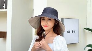 Nón nữ rộng vành Hàn Quốc phong cách và thời trang. Mũ rộng vành gấp được và dùng được cả 2 mặt rất tiện lợi