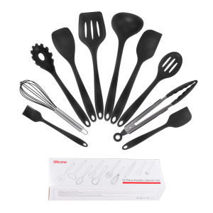 Silicone Kitchen Utensils 10 Pcs Set Cooking Spatula Spoon Non Stick Safe Kitchenware Tools Easy to Use Clean