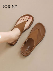 Josiny | Brown Toe-post Flat Roman Style Sandals
