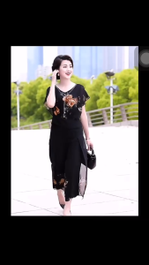 Bộ Trung Niên Nữ Đi Tiệc  Set Đồ Bộ Cho Mẹ  Đồ Trung Niên In Hoa Tặng Mẹ Quần Ống Rộng Áo Hoa Cánh Tiên Cao Cấp