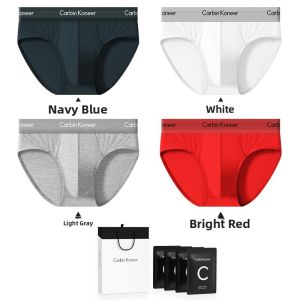 CarbinKoneer | CarbinKoneer Gift Box Pure Cotton Sports Briefs Mens Underwear Triangle Shorts Youth Mid Waist U Design Antibacterial