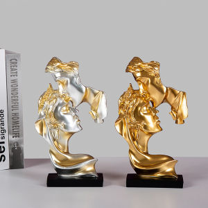 Nordic Pajangan Kissing Couple Patung Resin Emas Gold Dekorasi Ruang Tamu