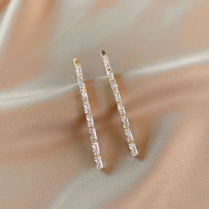 Korean Style Diamond Embedded Hair Clip Womens Zircon One-Word Hair Card Simple Elegance Beach Side Clip Popular Headwear