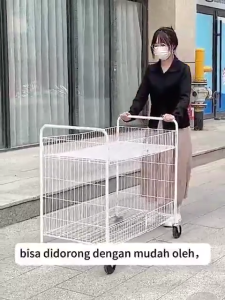 LOADNIX Large capacity Storage Folding Cart Shelf Portable Stall Trolley Durable Steel with Wheels Simple durable steel wheeled simple outdoor trolley