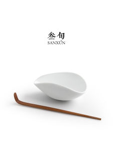 Tea Ceremony Accessories White Ceramic Tea Scoop Home Use Tea Serving Tool Three-week Lotus Blossom Tea Pot Holder