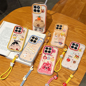 Phone Case Honor 200 Smart Honor X7C X6b X8b X8 X6 X8a X6a 5G 4G New Design Cartoon Cute 3D Stereoscopic Casing Capybara Beaver Patrick Lens protection Silicone Soft Cover with Lanyard