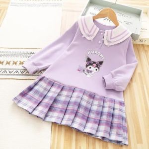 Princess Style Long Sleeve Doll Collar Girls Dress Autumn Fashionable Childrens Clothing Soft Fabric Daily Wear School Uniform Style