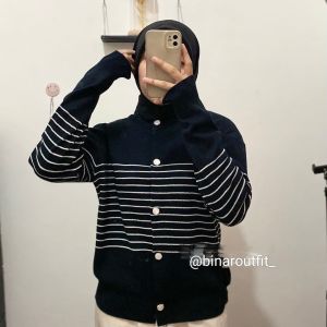 Millie Cardigan / Cardigan Milli / Cardigan Stripes / Cardigan Strip Rajut Anita Kancing Hidup / Cardigan Garis / Cardigan Korea / Outer Korea