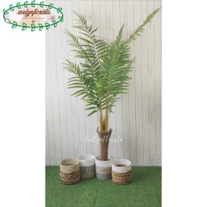 Pohon Hias Imitasi Palem Hawaii T180 Latex Pot Dasar Hitam Cover Seagrass Hiasan Cafe Aesthetic