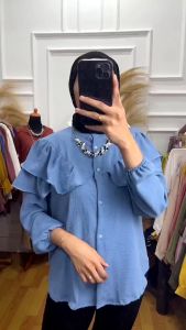 Nafa Blouse Atasan Wanita  - Baju Kancinguffle Polos Cringke Rafella -Atasan Korean Style