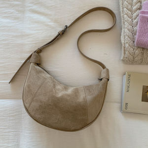TANGKOU | Vintage Suede-Look Large Capacity Sling Shoulder Bag