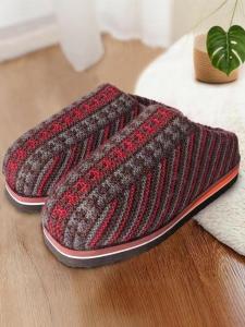 Handmade Cotton Slippers Fleece-lined Thickened Winter Home Warm Non Slip Wool Woven Knitting Wedding Finished Cotton Shoes