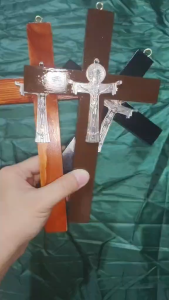 8 Inch Catholic Holy Trinity Wall Cross Wooden Hanging Black Mahogany Choco Brown Home Decor