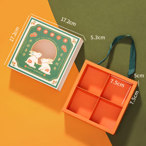 Green Lucky Rabbit Heart Flowing Mooncake Box New Style Mid-Autumn Festival Gift Box Empty Box Egg Yolk Crisp Box Pastry Packaging Box