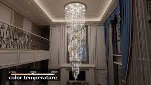 Phube Lighting Modern Crystal Chandelier High Ceiling Chandeliers for Entryway Glam Chandelier Large Raindrop Chandeliers LED Light Fixtures for Staircase Foyer Hallway Living Room