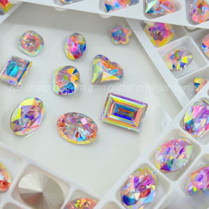 2PCS New 5A K9 Round Glass Chaton Shape Nail Stones Pointback Gem Crystal Rhinestones Beads Glue On Rhinestone For DIY Nail Art
