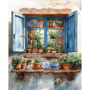 BILIBILI | Acrylic Paint By Numbers Vintage Greenhouse Painting By Numbers on Canvas Coloring By Number for Adults Paint Digital Art
