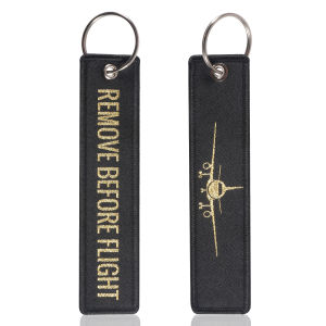 5 PCS/LOT Remove Before Flight Woven Keychains Special Luggage Label Airplane Chain Keychain for Aviation Gifts Car Keyring