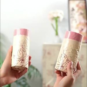 1 Roll of 30 Pieces Tear Free Drawstring Garbage Bag Household Thick Lily Fragrance Deodorizer Portable Plastic Garbage Bag