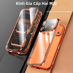 360 °   Ốp Điện Thoại Kim Loại Bảo Vệ Toàn Diện Mặt Kính Hai Lớp Khóa Từ Tính Viền Bảo Vệ Chắc Chắn Dành Cho iPhone 17 Pro Max/17/Air/17 Pro