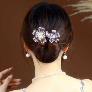 Elegant Flower Hair Styling Tool Low Bun Hair Clip Womens Fashion Accessory Lazy Twist Clip Alloy Material Korean Style