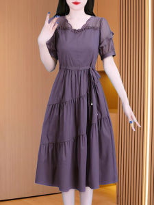 MAIMEI | Elegant Womens Summer Dress High Waist A-Line Skirt Polyester Fiber Anti-Pilling Anti-Static Breathable Comfortable Fit