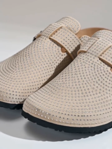 MICHAELA Rhinestones Suede Clogs Comfy Cork Footbed Ergonomic Non-Slip Casual Slippers SH7527161 CX
