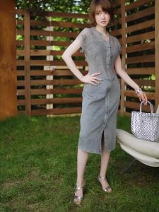 Slimming Lace Patchwork Denim Dress