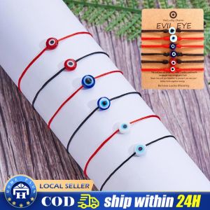 2/6pcs Lucky Handmade Braided Blue Evil Eye Red Bracelet Women Men String Adjustable Friendship Couple Bracelet Jewelry
