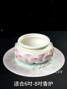 Lư Hương Thờ Cúng Hoạ Tiết Sen Nổi Dâng Ban Thờ Ban Phật