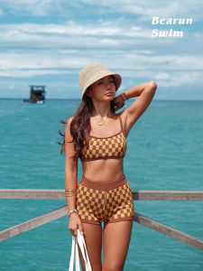 Resort Style Striped Knitted Set Sleeveless Top and Shorts