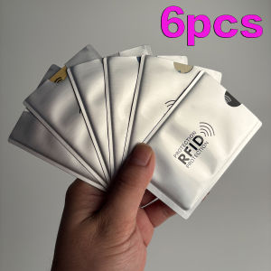 6pcs RFID Blocking Card Sleeves - Theft-Proof NFC Shielding ID And Credit Card Protectors with a Geometric Design