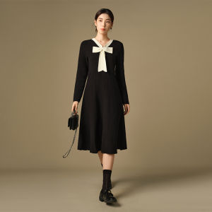 DUSHU | Reversible Contrast Dress Large-size Womens Long-skirt