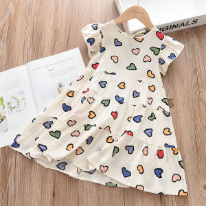 Fashionable Children's Clothing 2023 Summer New Child Girl Rayon Princess Dress Baby Thin Cotton Silk Dress