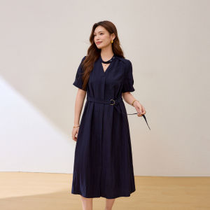QLX | Elegant French Style Plus Size Waist-Cinching Dress