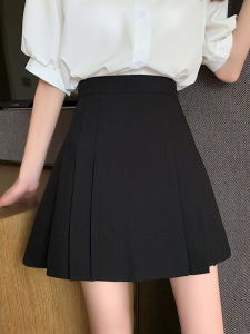 High Waist A-Line Mini Skirt for plus Size Women Black Pleated Short Skirt Trendy Versatile Female Apparel Korean Style Commute