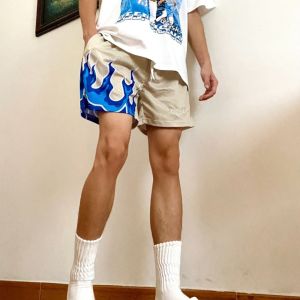 กางเกงขาสั้นบาสเก็ตบอลสไตล์อเมริกันสำหรับผู้ชาย กางเกงขาสั้นวิ่งลำลอง ระบายอากาศได้ดี แห้งเร็ว ฤดูร้อน แฟชั่น กางเกงขาสั้นสี่ส่วน