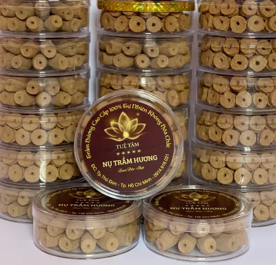 Nhang Nụ Trầm Hương Cao Cấp Tuệ Tâm Hình Tháp - Làm 100% Từ Trầm Hương Sạch Tự Nhiên [Hộp 37 Viên]