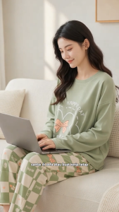 Womens Pajamas New Collection Plus Size Long Sleeve Pants Set T347