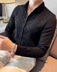 áo sơ mi áo sơ mi nam dài tay phong cách hiện đại trẻ trung - N75