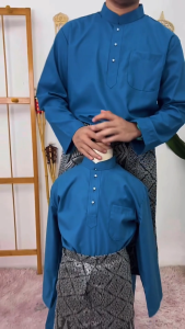 BAJU MELAYU SEMPURNA 2026 SLIM FIT COTTON TEAL BLUE SEPASANG DEWASA & BUDAK - BAJU RAYA ( C025BM ) BMC