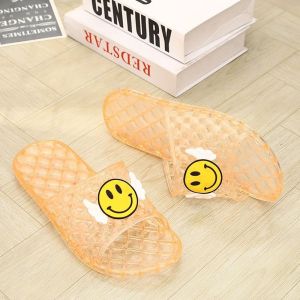 IELGY Summer Women Indoor Home Bathroom Plastic Anti Slip Soft Sole PVC Crystal Clear Slippers