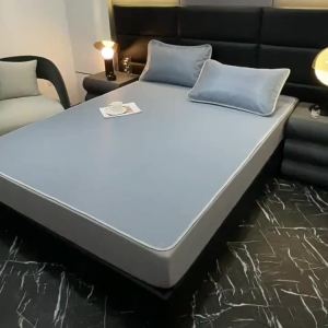 เสื่อไหมน้ำแข็งต้านเชื้อแบคทีเรีย เสื่อปรับอากาศสำหรับแม่และเด็กในฤดูร้อน，เรียบเนียนละเอียดเนียน，ซักด้วยเครื่องซักผ้าได้ ซักน้ำได้ พับได้ （5ฟุต、6ฟุต）