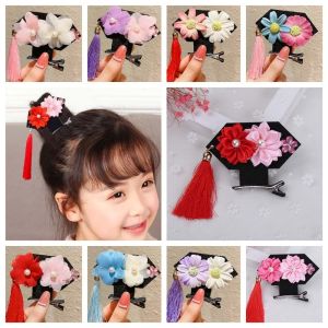 BANDA ไข่มุกไข่มุก กิ๊บติดผม Hanfu พู่ห้อยคอ ตาข่ายแบบตาข่าย คลิปปากเป็ดดอกไม้ สร้างสรรค์และสร้างสรรค์ คลิปผมด้านข้าง กิ๊บติดผมเดซี่ หญิง/เด็ก